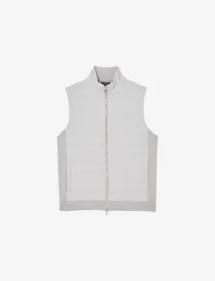 REISS Newford Funnel-Neck Quilted Gilet - SOFT GREY detail 2
