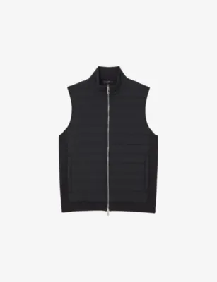 REISS Newford Funnel-Neck Quilted Gilet - SOFT GREY