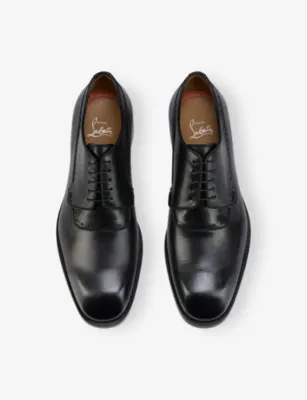 CHRISTIAN LOUBOUTIN Sartoby Leather Flat Derby Shoes - EUR 43 / 9 UK MEN in BLACK, additional product view 2