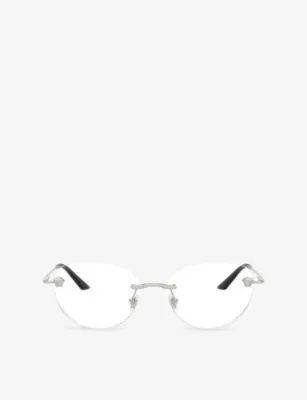 VERSACE VE1305 Round-Frame Metal Optical Glasses in SILVER – Mens | Glasses