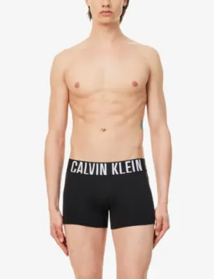 CALVIN KLEIN Logo-waistband pack of three stretch-cotton trunks detail 2