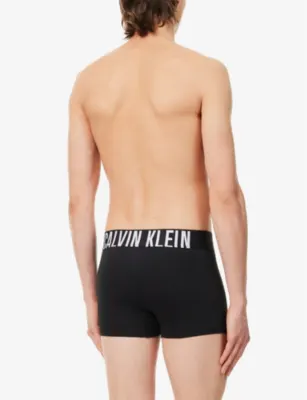 CALVIN KLEIN Logo-waistband pack of three stretch-cotton trunks detail 3