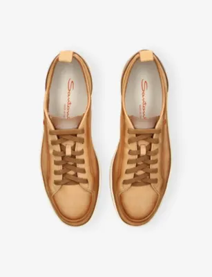 SANTONI Monte Carlo Leather Trainers - EUR 41 / 7 UK MEN in TAN, additional product view 2