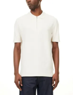 PS BY PAUL SMITH Zip-Up Knitted Cotton Polo Shirt detail 3