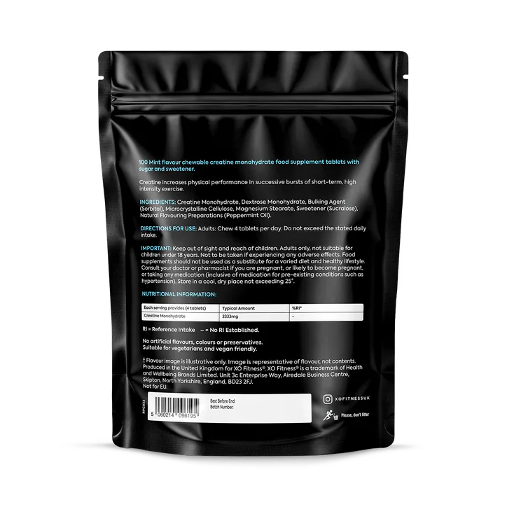 XO Fitness Creatine Chewables - 100 Chews Pouch - Peppermint detail 2