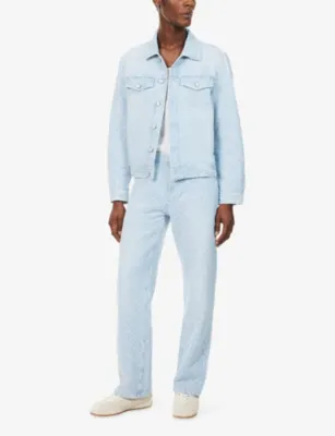 CASABLANCA Washed Monogram-Print Denim Jeans detail 2