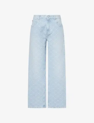 CASABLANCA Washed Monogram-Print Denim Jeans