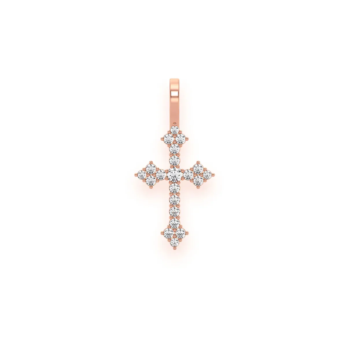 For Him Three Point Diamond Cross Pendant in 0.15ctw / Rose Gold / Natural Diamond – Pendant
