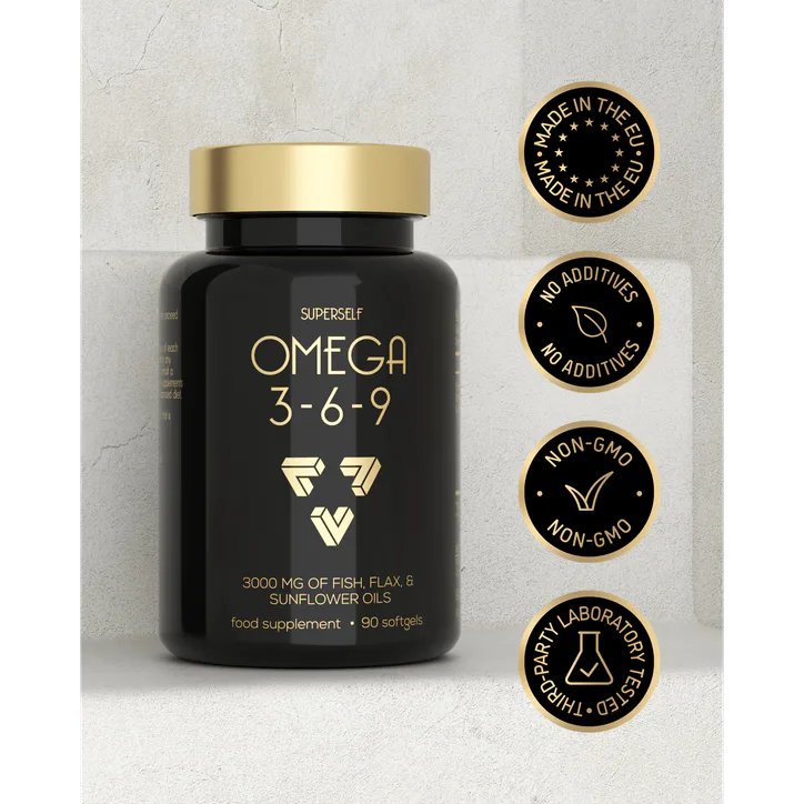 SuperSelf Omega 3-6-9 3000mg 90 Softgels with Premium Fish Oil, Flaxseed & Sunflower Oil detail 3