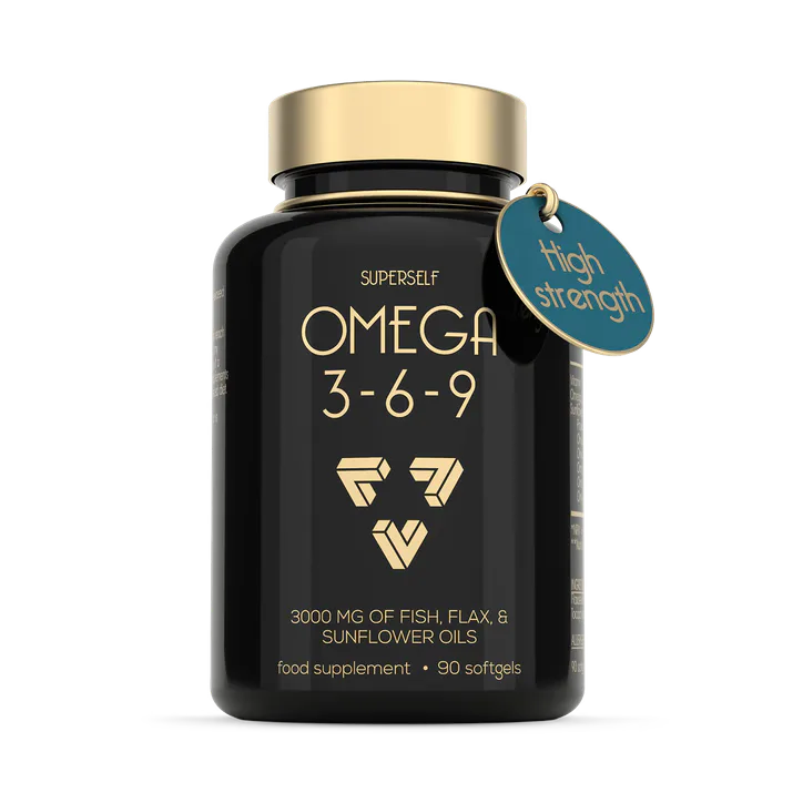 SuperSelf Omega 3-6-9 3000mg 90 Softgels with Premium Fish Oil, Flaxseed & Sunflower Oil