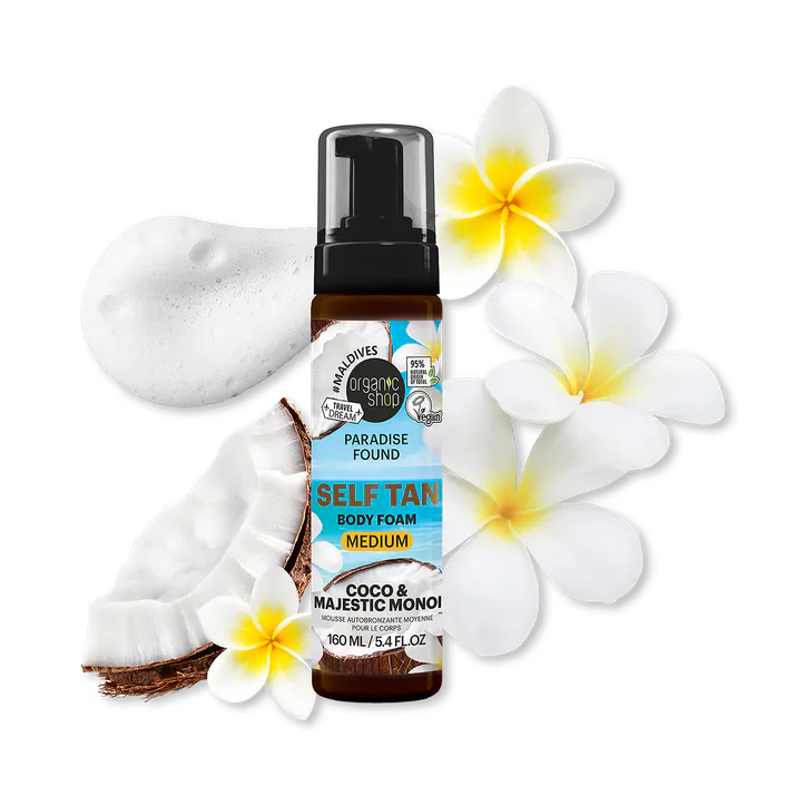 Organic Shop Paradise Found MEDIUM Self Tan Body Foam with Coco & Majestic Monoi 160ml detail 2