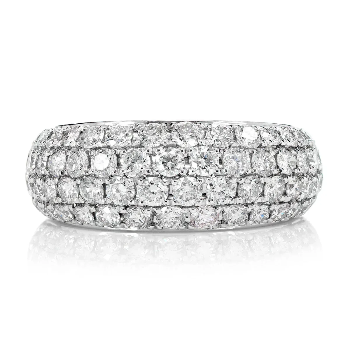 For Him Four Row Bubbly Diamond Band Ring Platinum