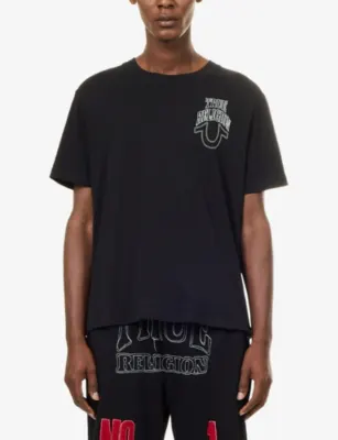 TRUE RELIGION No1 Brand-Print Cotton T-Shirt in JET BLACK, additional product view 3
