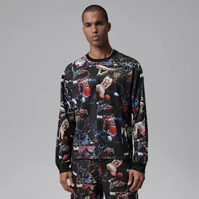 Jordan Flight Men's Printed Long-Sleeve Jersey - Black/White