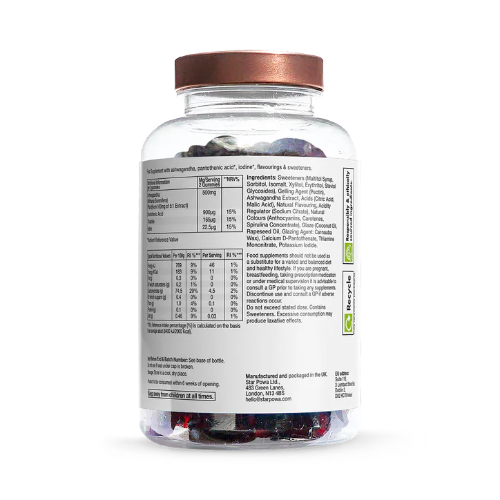 Starpowa Wellbeing Ashwagandha 500mg 60 Vegan Gummies, additional product view 2