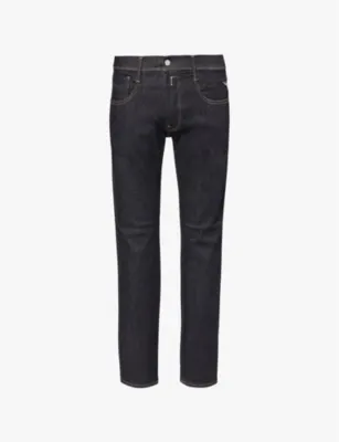 REPLAY Anbass Hyperflex slim-fit straight-leg stretch-denim-blend jeans - 32/32 in DARK BLUE – Mens | Jeans | Slim