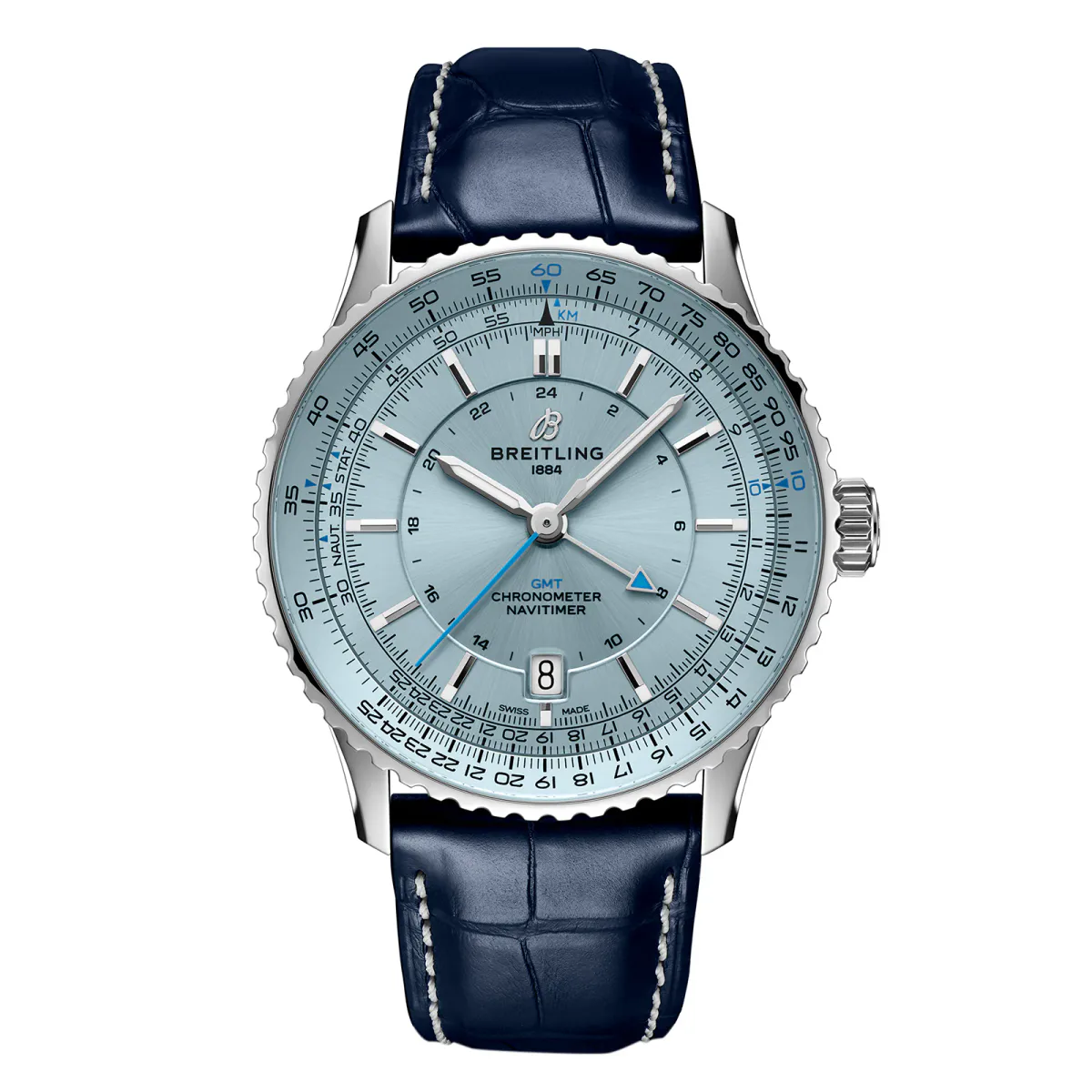 Breitling Navitimer Automatic GMT 41mm Mens Watch Light Blue