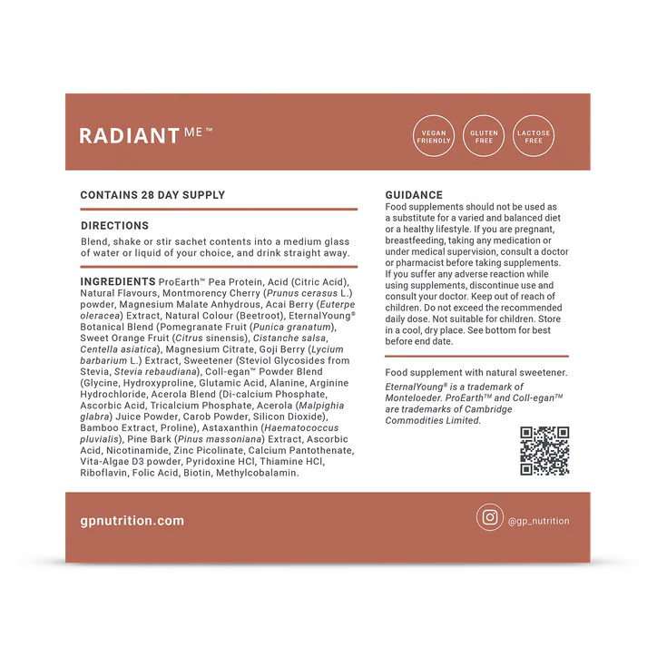 GP Nutrition RadiantMe Vegan Collagen Skin Hydration & Beauty Drink 28 Servings detail 2
