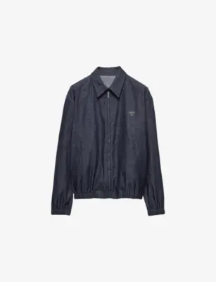 PRADA Logo-Plaque Blouson Chambray Denim Jacket