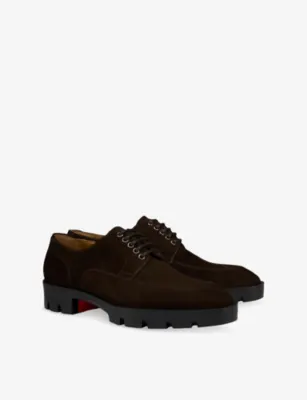 CHRISTIAN LOUBOUTIN Davisol Lion Flat Derby Leather Shoes - EUR 42 / 8 UK MEN in CAFE, additional product view 3