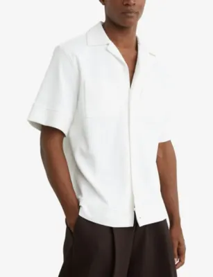 REISS Odessa Ribbed Cuban-Collar Stretch-Woven Shirt detail 3