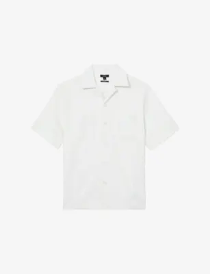 REISS Odessa Ribbed Cuban-Collar Stretch-Woven Shirt