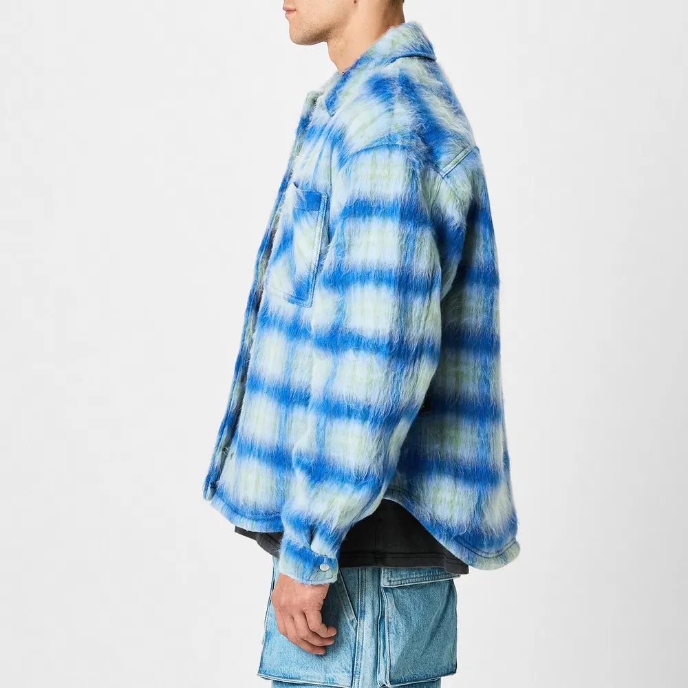 Represent Men's Rep Textured Cheque Pattern Long Sleeve Oversized Fit Overshirt detail 2