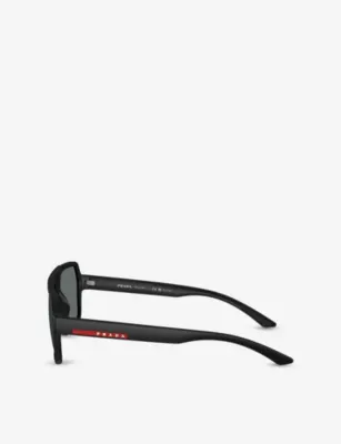 PRADA LINEA ROSSA PS A06S Pilot-Frame Rubber Sunglasses detail 3