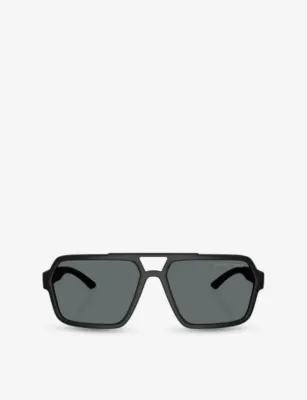PRADA LINEA ROSSA PS A06S Pilot-Frame Rubber Sunglasses