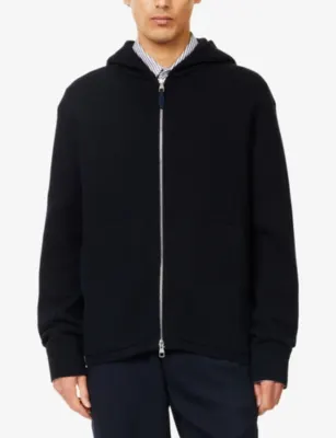 DUNHILL Relaxed-Fit Patch-Pocket Cotton-And-Cashmere Knit Hoodie detail 3