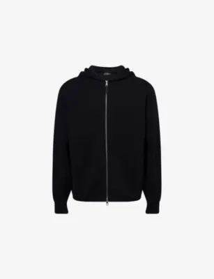 DUNHILL Relaxed-Fit Patch-Pocket Cotton-And-Cashmere Knit Hoodie