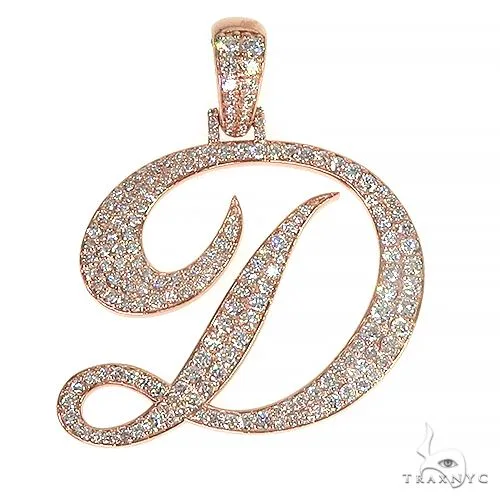 RINA - For Him CUSTOM 14K Gold Initial 'D' Diamond Pendant 66474 in Rose Gold – Pendant