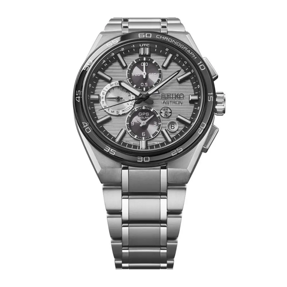 Seiko Astron GPS Solar Dual-Time Chronograph 44mm Mens Watch Silver detail 2