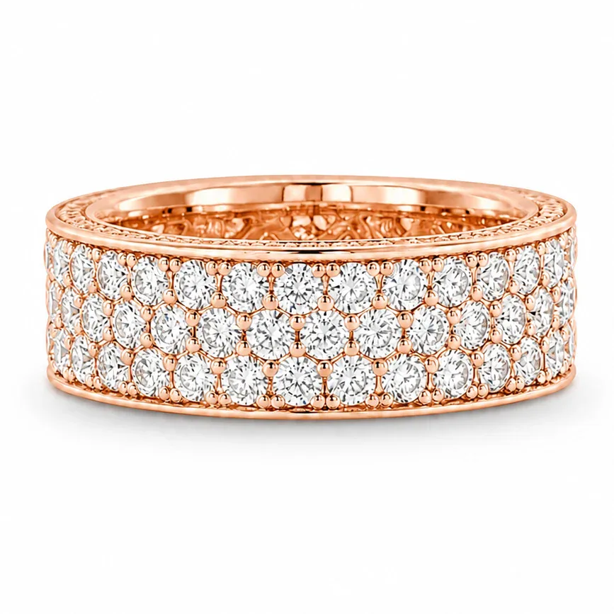 RINA - For Him FACTORY Prong Diamond Eternity Ring 56392 in Rose Gold / 8 – Ring