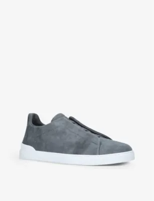 ZEGNA Triple stitch low-top cotton trainers - EUR 43 / 9 UK MEN in GREY, additional product view 3