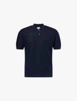 SUNSPEL Honeycomb Linen-Silk Polo Shirt