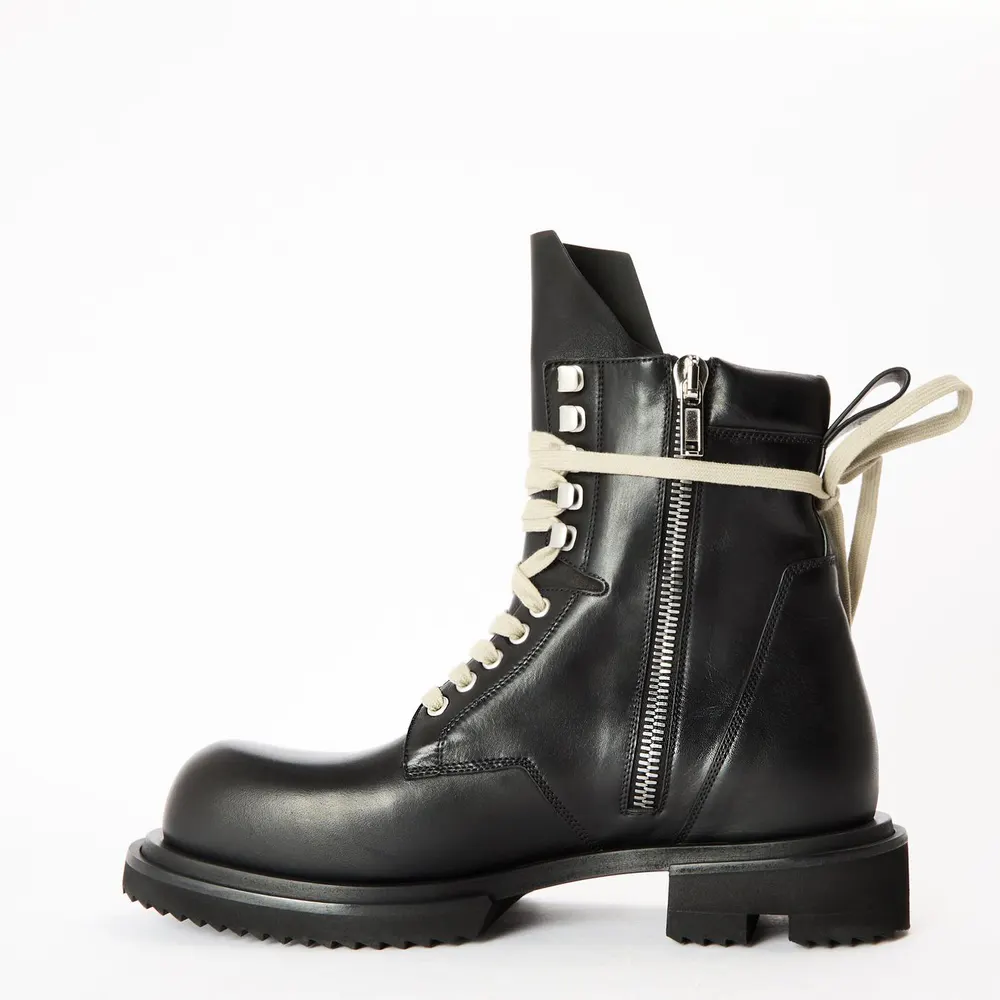 Rick Owens Men's Army Gabe Biker Boots in Black, additional product view 2
