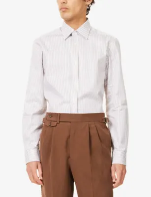 DUNHILL Striped-Pattern Long-Sleeved Cotton Shirt detail 3