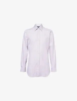 DUNHILL Striped-Pattern Long-Sleeved Cotton Shirt