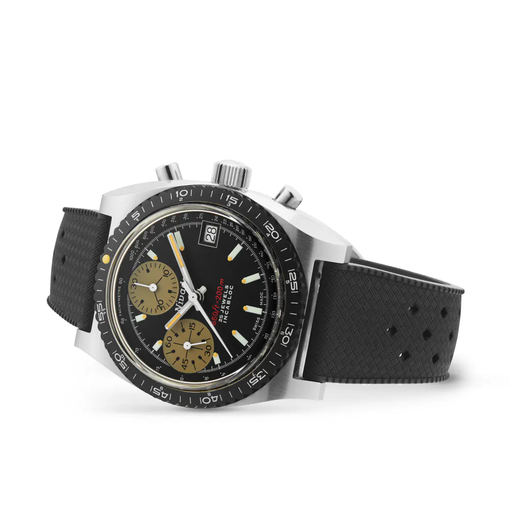 Nivada Grenchen Chronograph Yellow Automatic 38mm Mens Watch Black in Black, additional product view 2