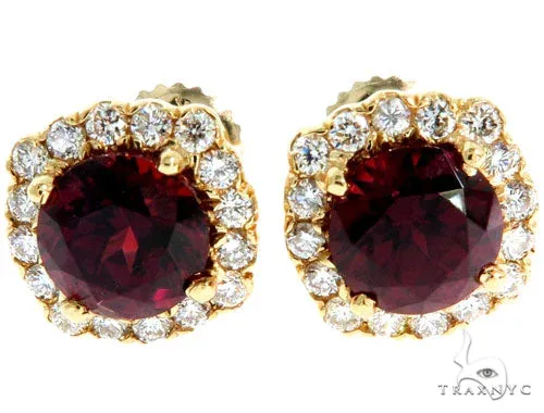 RINA - For Him FACTORY 14KY Red Garnet Cluster Stud Earrings 57297 in Rose Gold – Earrings