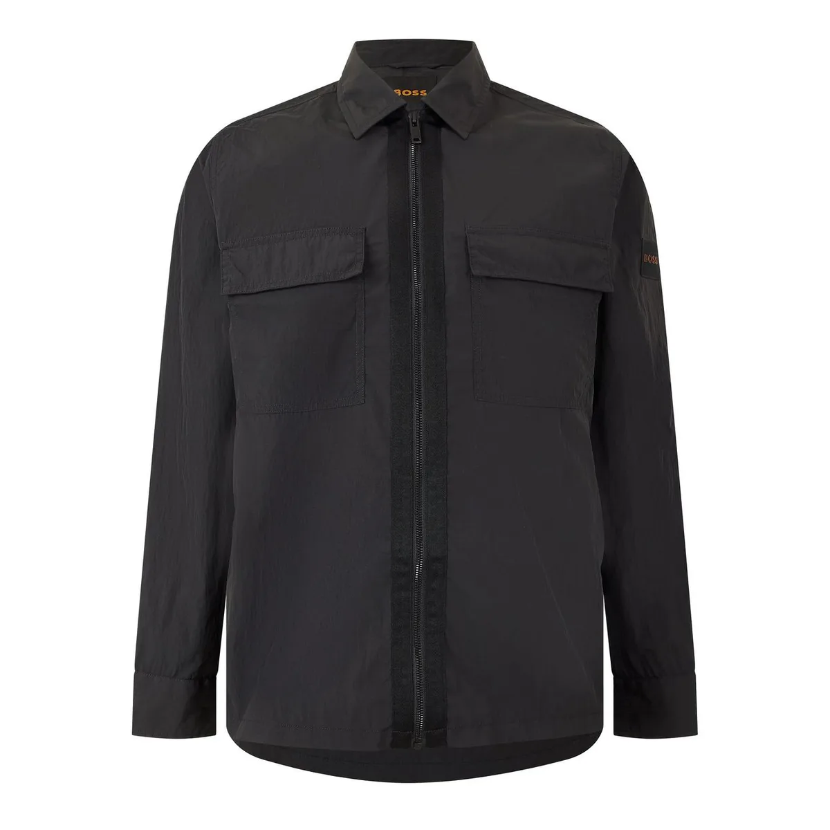 Boss Mens BOSS ORANGE Long Sleeve Zipped Over-Shirt with Logo Detail (Lotape)