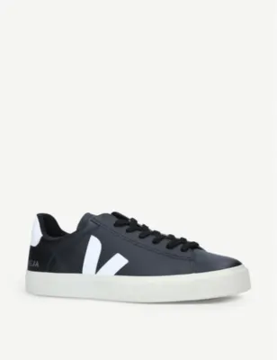 VEJA Men's Campo leather and coated-canvas low-top trainers - 5 in BLK/WHITE, additional product view 3