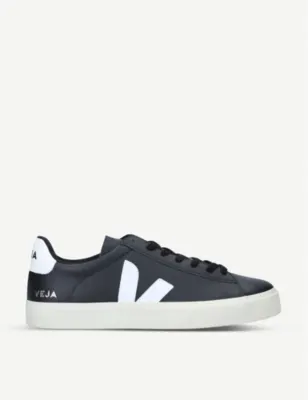 VEJA Men's Campo leather and coated-canvas low-top trainers - 5 in BLK/WHITE – Mens | Trainers | Lace up trainers