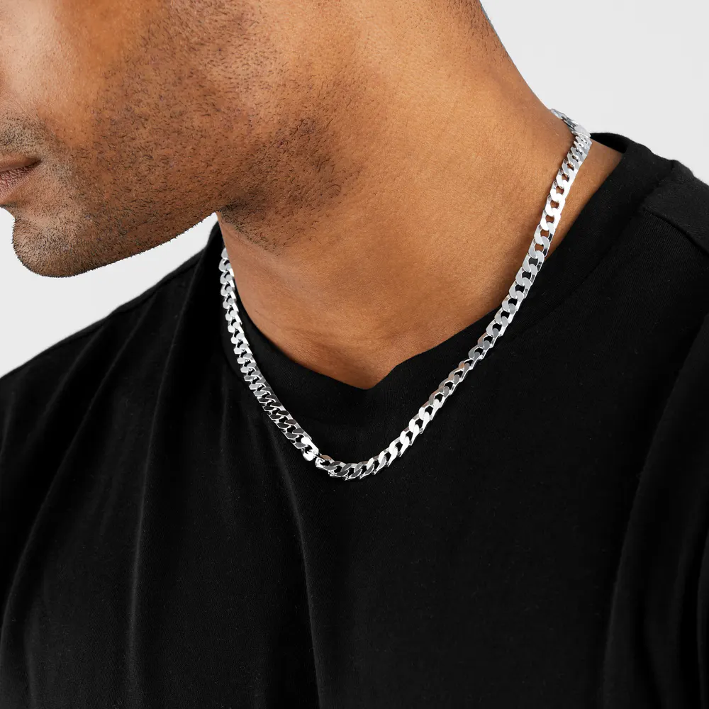For Him Sterling Silver Mens Link Necklace detail 2