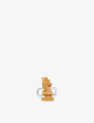 POUBEL Chess Knight Sterling-Silver and Enamel Charm detail 3
