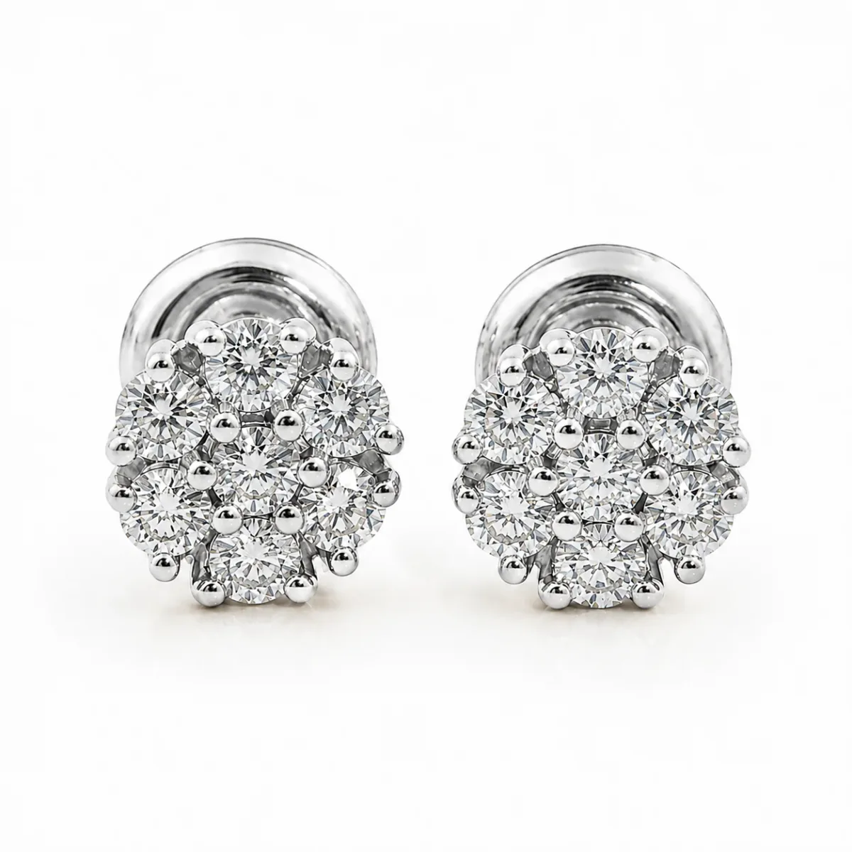 RINA - For Him FACTORY 14K Gold Cluster Diamond Earrings 2 16804 in White Gold – Earrings