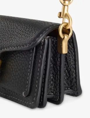 COACH Tabby Leather Bag Charm in BLACK, additional product view 2