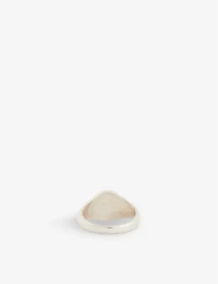 SERGE DENIMES St Christopher-embossed oxidised-finish sterling-silver ring - N in SILVER, additional product view 3