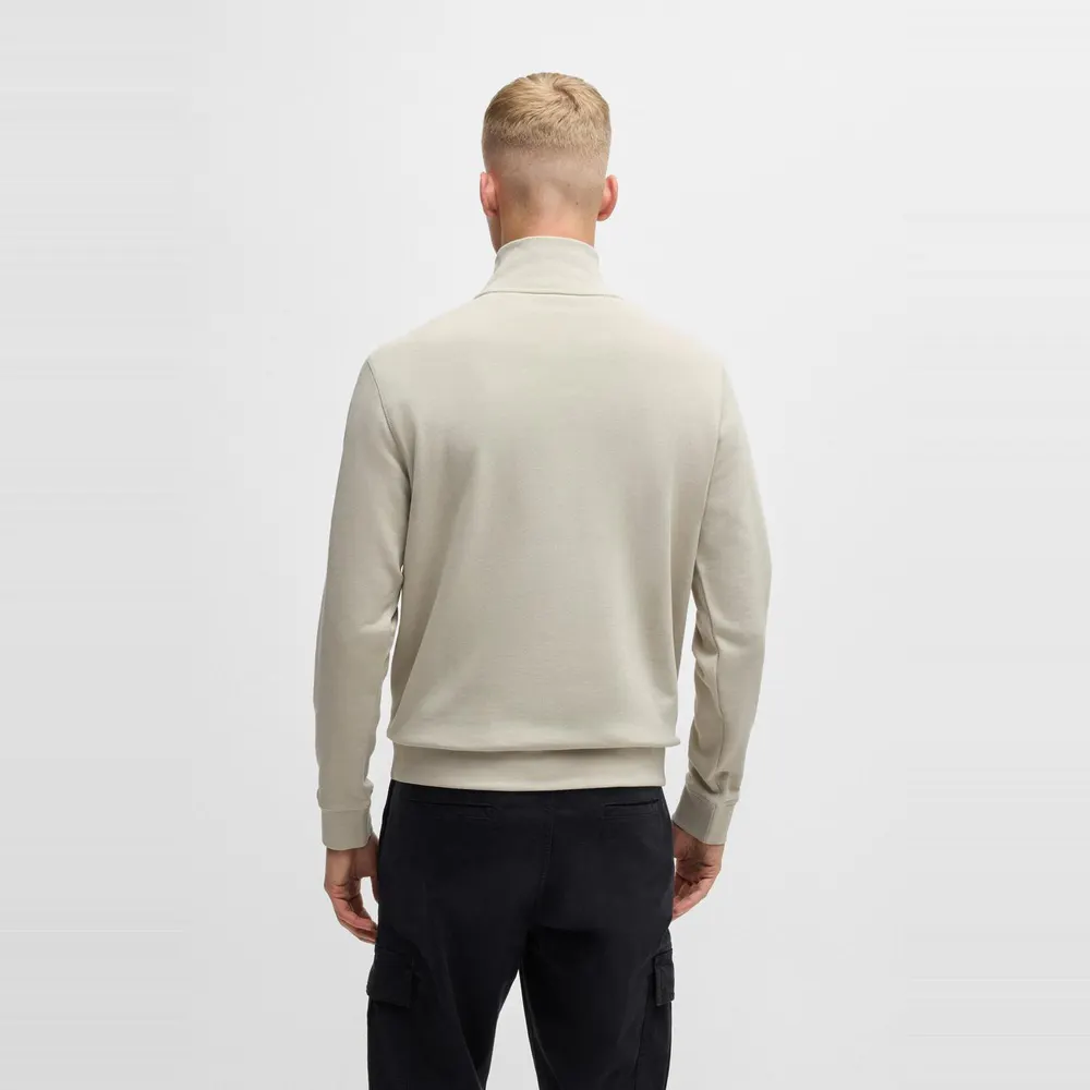 Boss Men's Zetrust Zip-Neck Soft TerryclOver The Head Sweatshirt in Light Beige 271, additional product view 3
